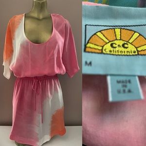C & C CALIFORNIA NWOT Peach and White DRESS Size Medium